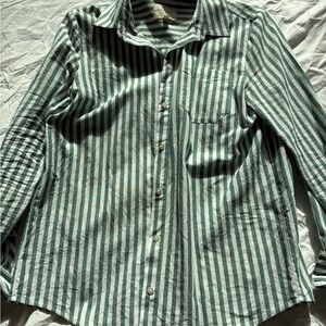 Sezane Green Striped Blouse